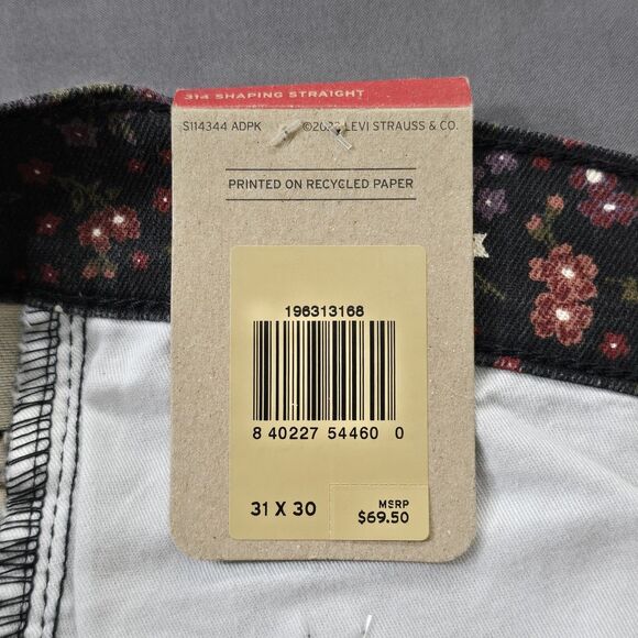 Levi's 314 Flowered Shaping Straight Jeans Size 31x30 Women's Mid Rise - Picture 14 of 16